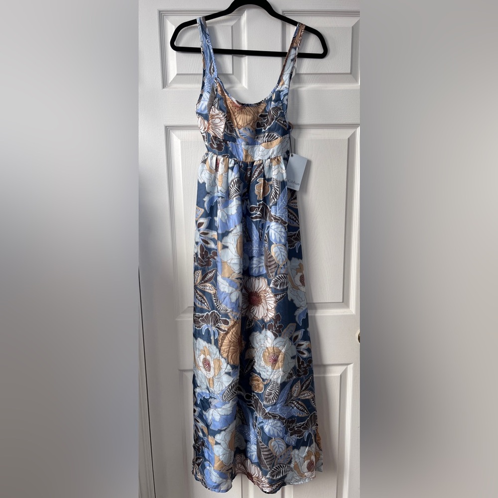 Elegant Silk Floral Maxi Dress NWT
